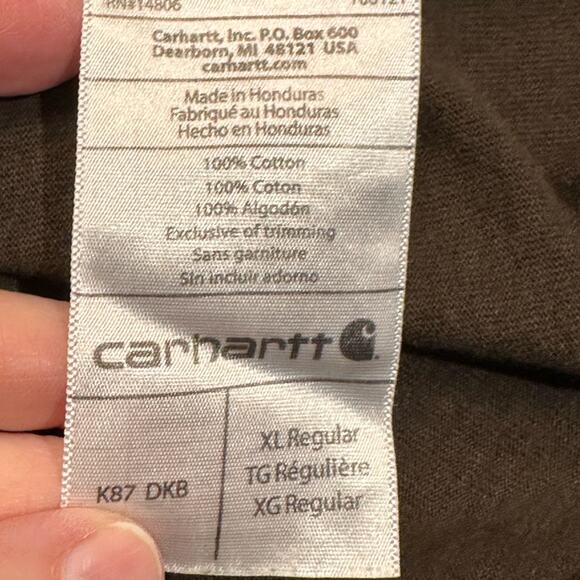 Carhartt Mens XL Brown Original Fit Short Sleeve T Shirt  in 100% Cotton - Picture 8 of 8